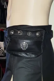 Leder Bauchtasche mit Gürtel 03 schwarz