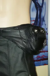 Leder Bauchtasche mit Gürtel 03 schwarz