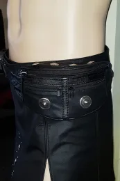 Leder Bauchtasche mit Gürtel 04 schwarz