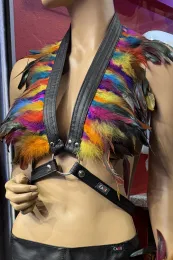 Leder Bustier 07 schwarz/bunt