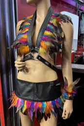 Leder Bustier 07 schwarz/bunt