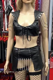 Leder Bustier 04 schwarz