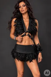 Leder Bustier 07 schwarz