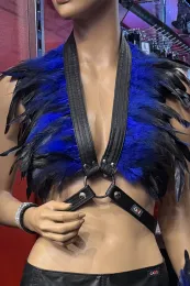 Leder Bustier 07 schwarz/blau