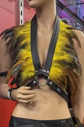 Leder Bustier 07 schwarz/gelb