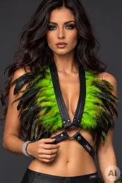 Leder Bustier 07 schwarz/grün
