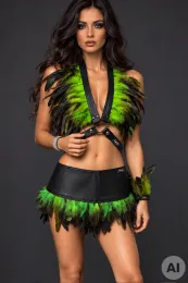 Leder Bustier 07 schwarz/grün
