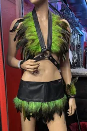 Leder Bustier 07 schwarz/grün