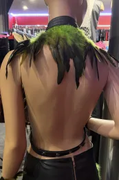Leder Bustier 07 schwarz/grün