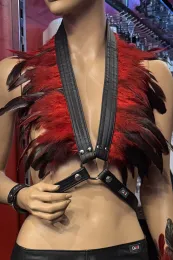 Leder Bustier 07 schwarz/rot
