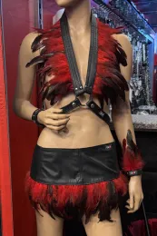 Leder Bustier 07 schwarz/rot