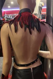 Leder Bustier 07 schwarz/rot