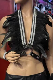 Leder Bustier mit Strass 07-ST schwarz