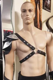 Leder Harness 01 schwarz/silbern