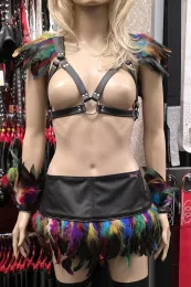 Leder Harness 10 schwarz/bunt