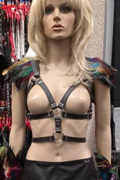 Leder Harness 11 schwarz/bunt