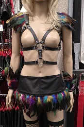 Leder Harness 11 schwarz/bunt