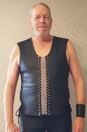 Leder Weste 02 schwarz