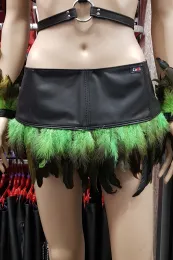 Lederrock 10 schwarz/grün