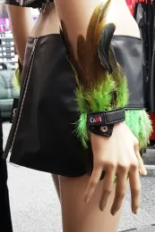 Lederrock 10 schwarz/grün