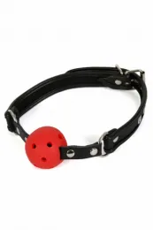 Mundknebel gelocht schwarz/rot