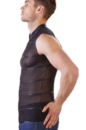 Netz Shirt mit Mattlook-Applikationen schwarz