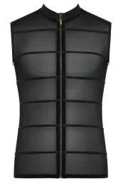 Netz Shirt mit Mattlook-Applikationen schwarz