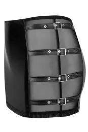 Rock mit Netzeinsatz und Schnallen schwarz