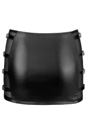 Rock mit Netzeinsatz und Schnallen schwarz