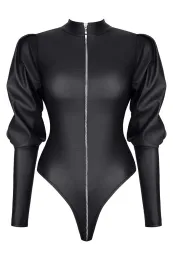 Schwarzer Body mit Zip