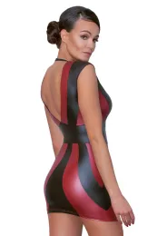 Tailliertes Kleid im 2-farbigen Mattlook schwarz/rot