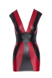 Tailliertes Kleid im 2-farbigen Mattlook schwarz/rot