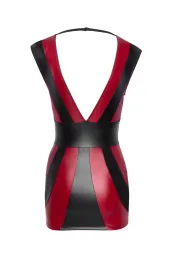 Tailliertes Kleid im 2-farbigen Mattlook schwarz/rot
