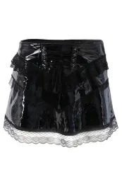 Triangle Mini Skirt Lack schwarz