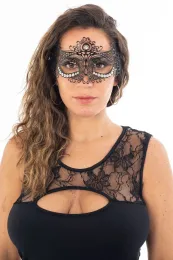 Venezianische Maske schwarz mit Strass