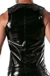 Vinyl Zipped Tank Top schwarz