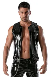 Vinyl Zipped Tank Top schwarz