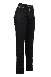 Waist Zipper Pants Denim schwarz