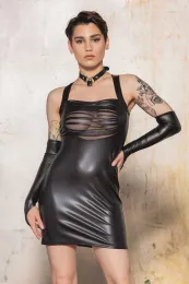 Wetlookkleid ILONA schwarz