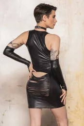 Wetlookkleid ILONA schwarz