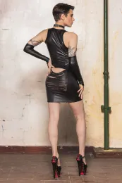 Wetlookkleid ILONA schwarz