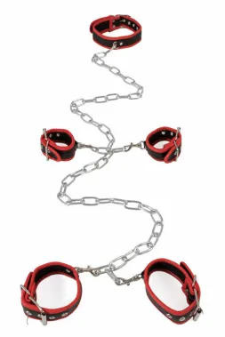 Bondage-Set aus Kunstleder schwarz/rot