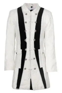 Brokat Gehrock weiß/schwarz