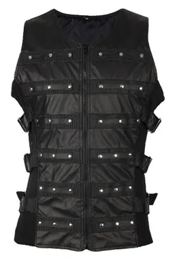 Button Vest Wetlook schwarz