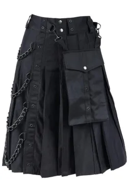 Chain Kilt Denim schwarz