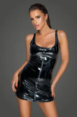 F232 PVC Kleid mit 2-Wege Zipper schwarz