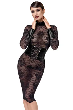 F375 halblanges Kleid Noirelle aus Spitze schwarz