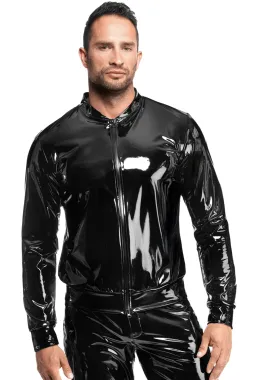 H092 Herren Lack Jacke schwarz