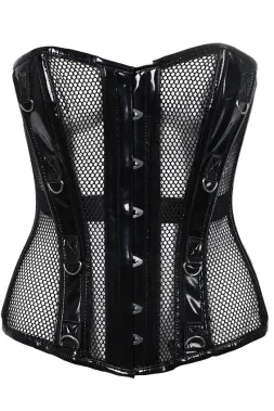 Lack/Netz Corsage schwarz