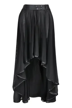 Langer Tüll Rock mit Wetlook-Bund schwarz